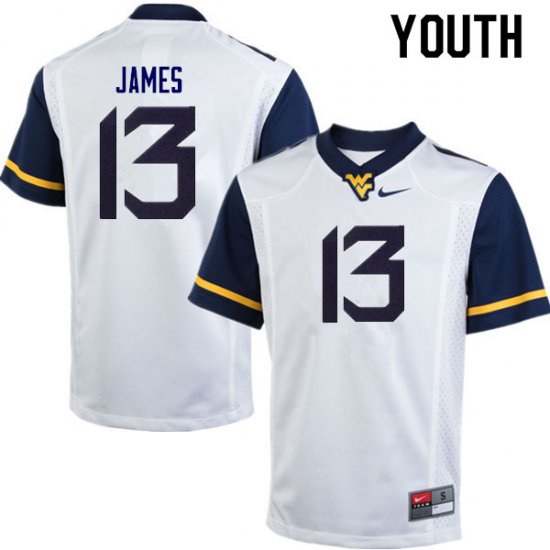 Youth West Virginia Mountaineers NCAA #13 Sam James White Authentic Nike Stitched College Football Jersey UB15P07BZ